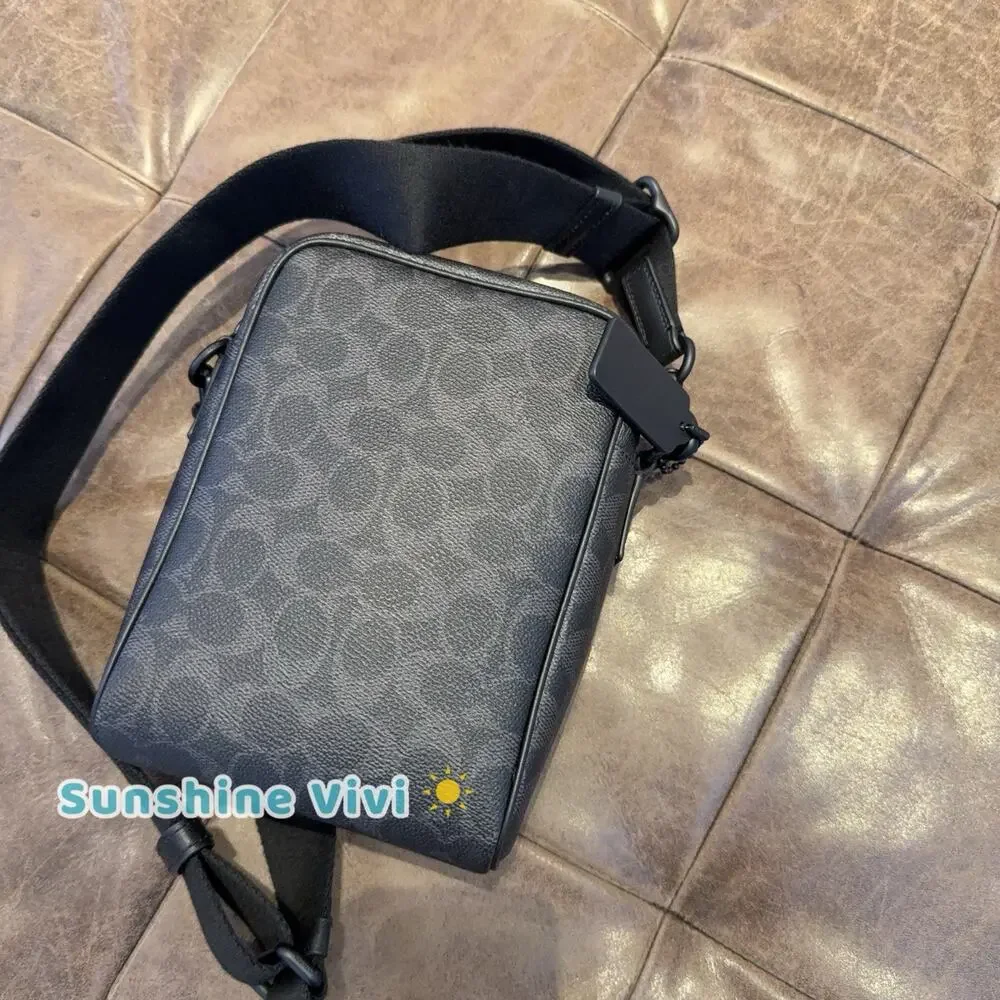 NWT Coach Tristan Crossbody Bag 14 Signature Canvas CET69 Matte Black signature